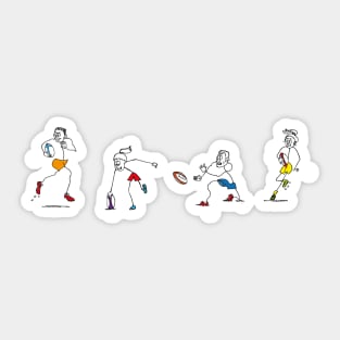 Mixed rugby stick figures Sticker